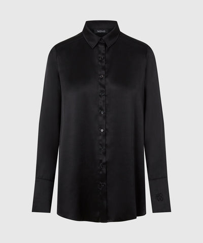 Black - Oversized Silk Shirt