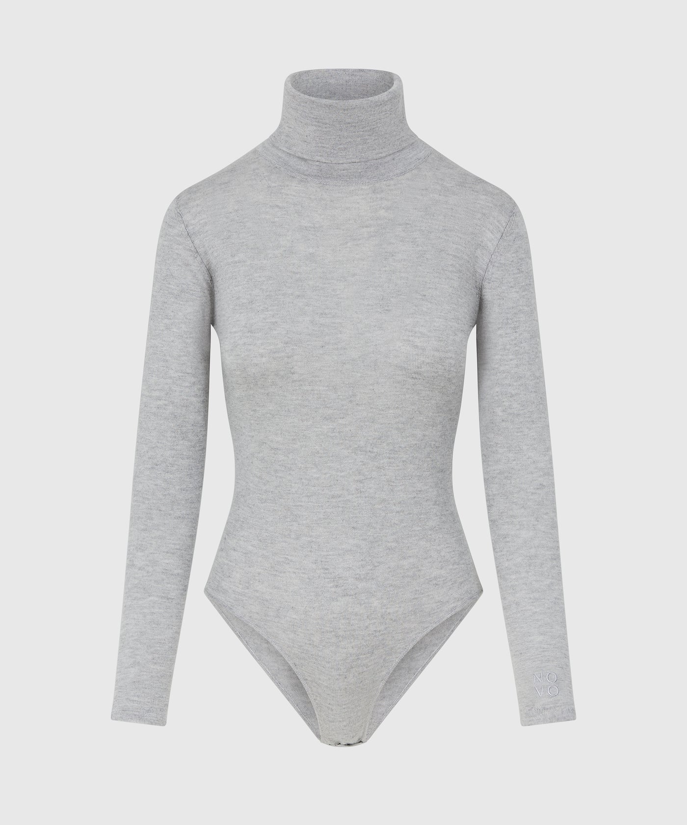 100% Silk and Cashmere Turtleneck Bodysuit - Grey