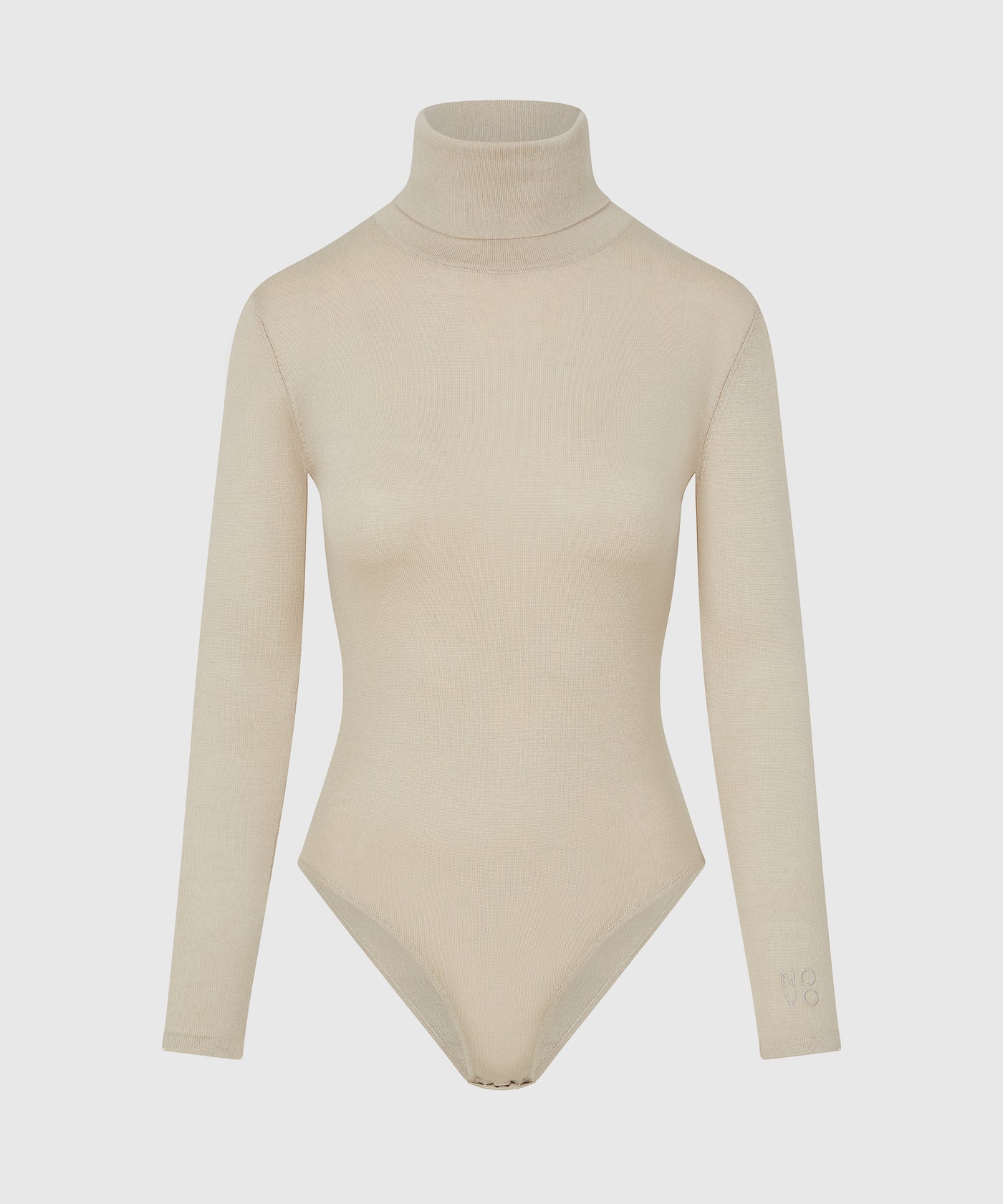100% Silk and Cashmere Turtleneck Bodysuit - Sand