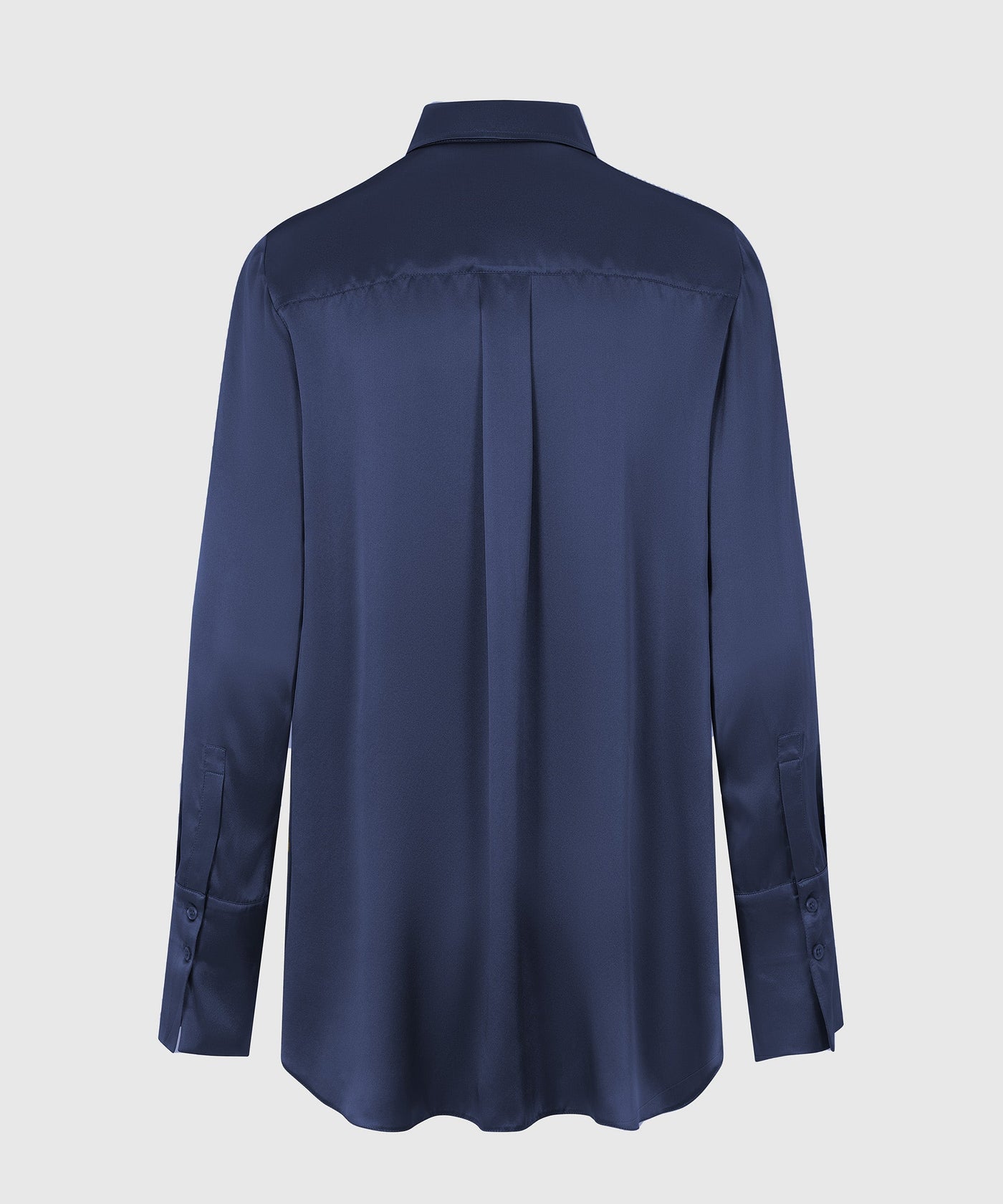 Navy - Oversized Silk Shirt