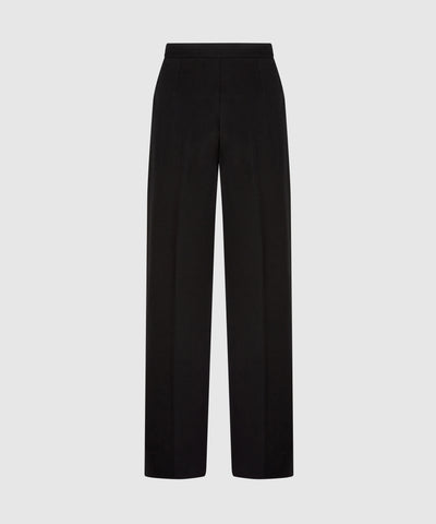 High Waisted Wide Leg Cotton Tailored Trousers With Pockets